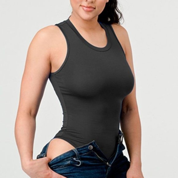 Black Racerback Tank-top Bodysuit - Picture 1 of 1